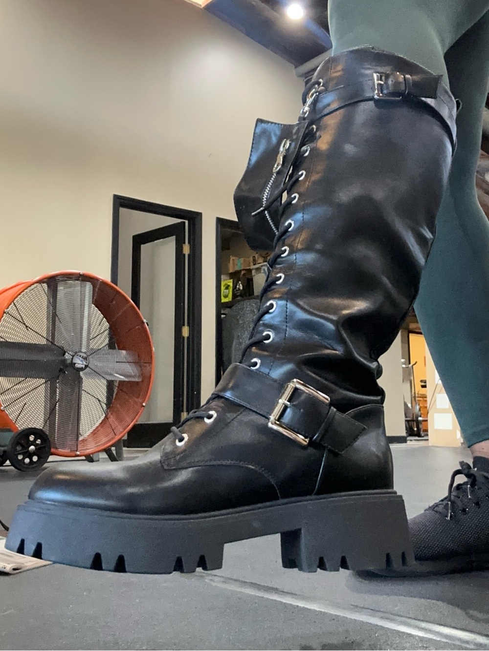 Dream Pairs Black Lug-Sole Lace-Up Combat Boots with Buckle Women’s Size 11